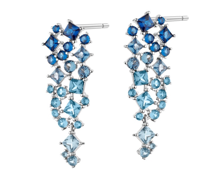 Rhodium Plated Silver Dangling Earring with Cubic Zirconia