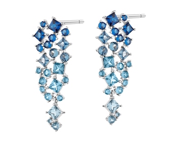 Rhodium Plated Silver Dangling Earring with Cubic Zirconia