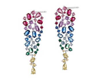 Rhodium Plated Silver Dangling Earring with Cubic Zirconia