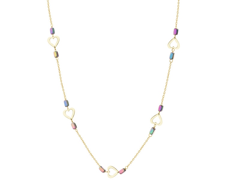 8 K Yellow Gold Necklace with Hematite