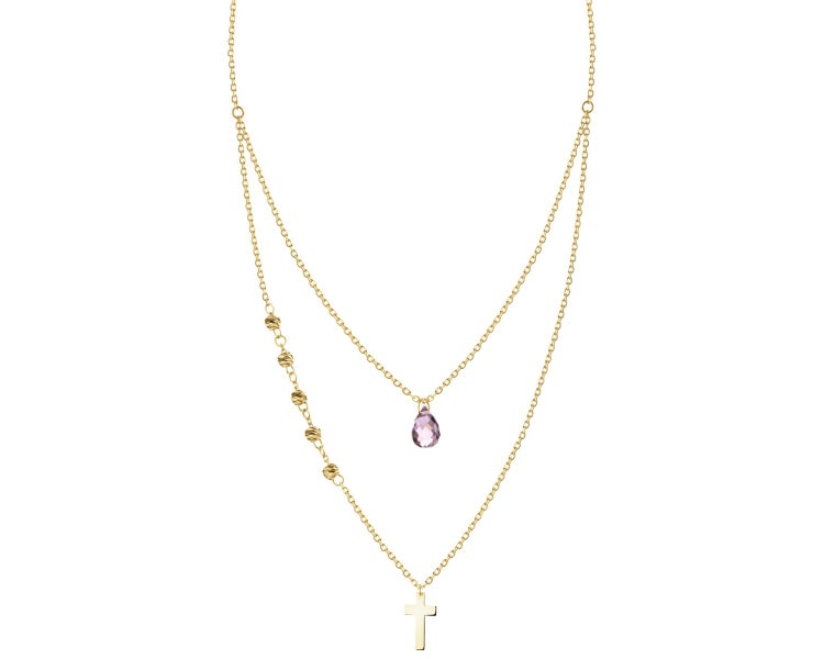 8 K Yellow Gold Necklace with Cubic Zirconia