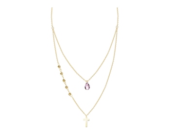 8 K Yellow Gold Necklace with Cubic Zirconia