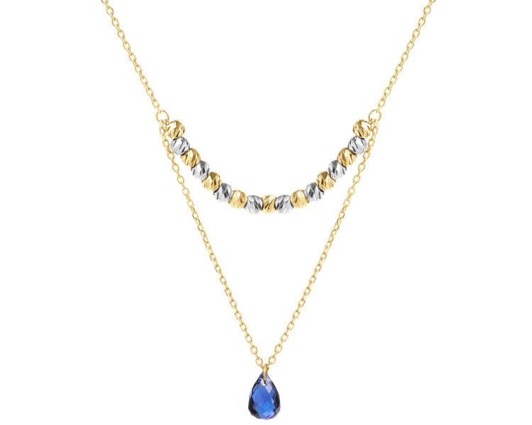 333 Yellow And White Gold Plated Necklace with Cubic Zirconia