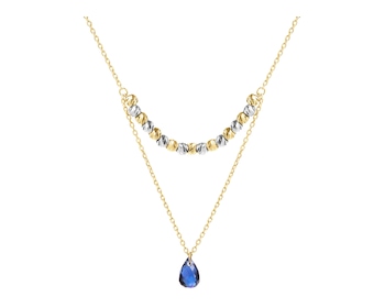 333 Yellow And White Gold Plated Necklace with Cubic Zirconia