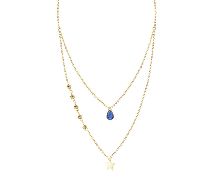 8 K Yellow Gold Necklace with Cubic Zirconia