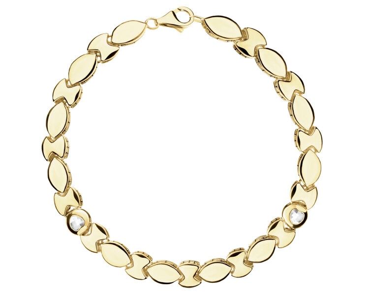 8 K Yellow Gold Bracelet with Cubic Zirconia