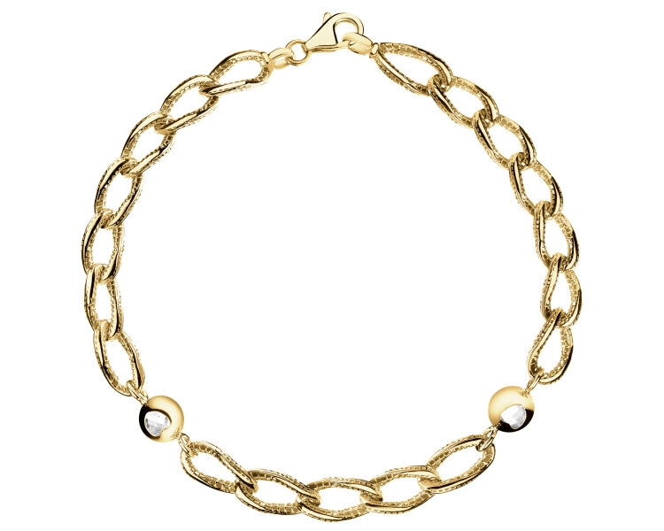 8 K Yellow Gold Bracelet with Cubic Zirconia