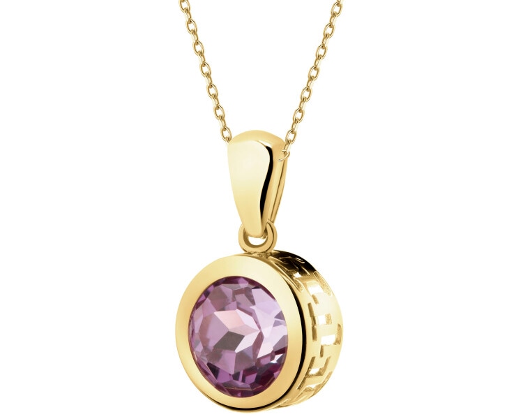 8 K Yellow Gold Pendant with Synthetic Corundum