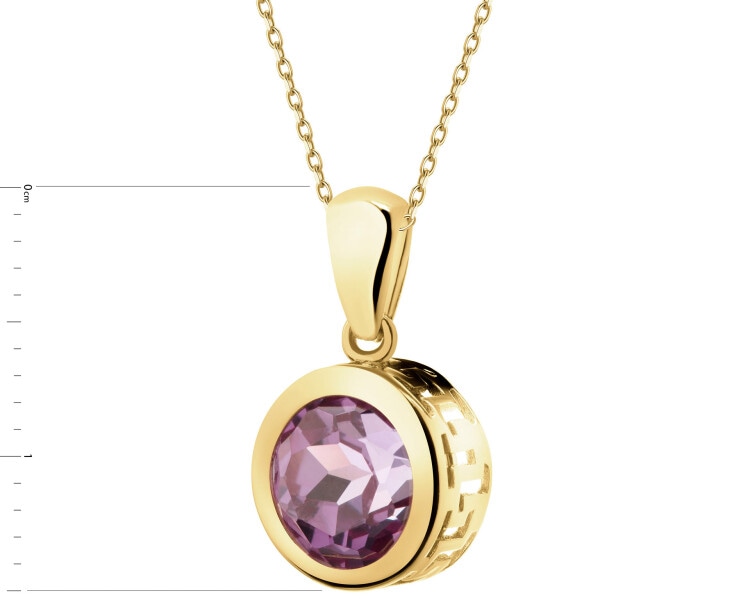 8 K Yellow Gold Pendant with Synthetic Corundum