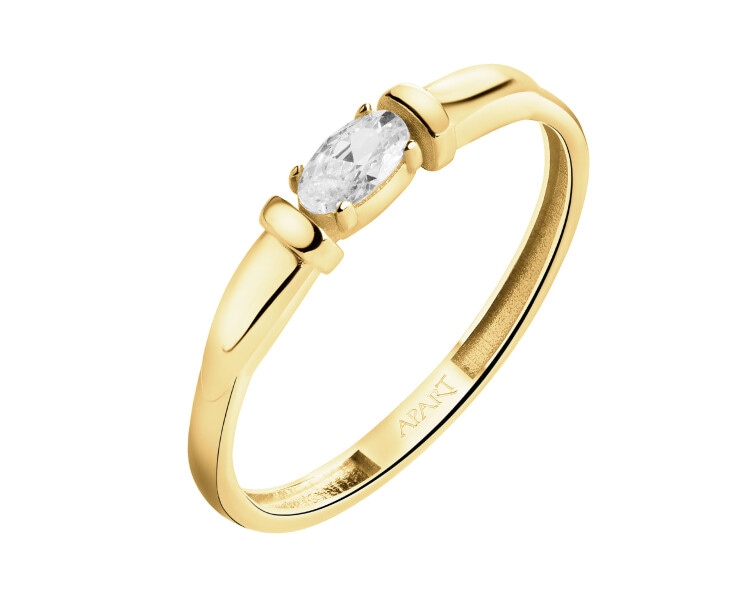 8 K Yellow Gold Band Ring with Cubic Zirconia