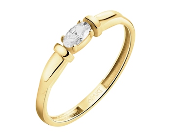 8 K Yellow Gold Band Ring with Cubic Zirconia