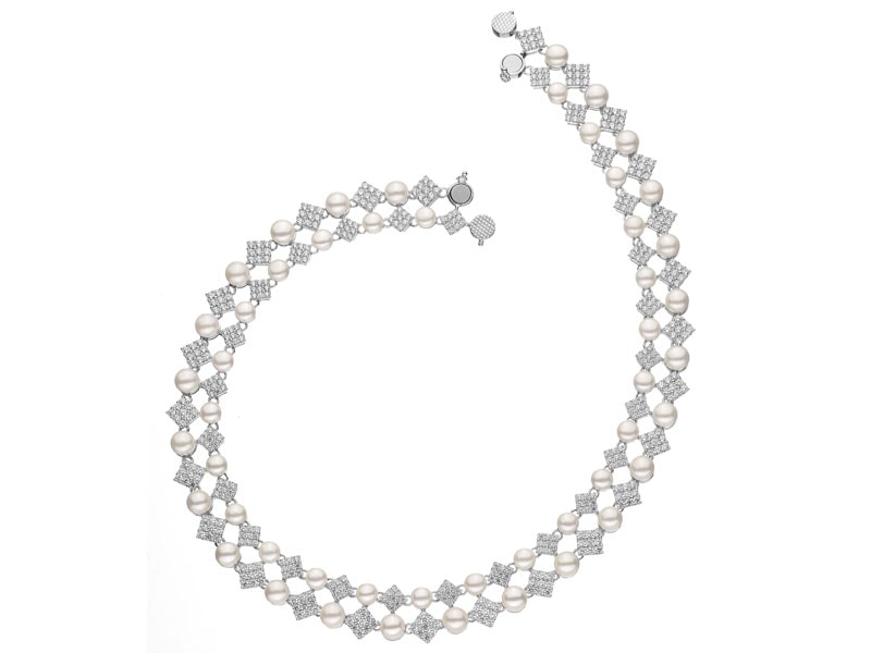 Naszyjnik srebrny z perłami i cyrkoniami
