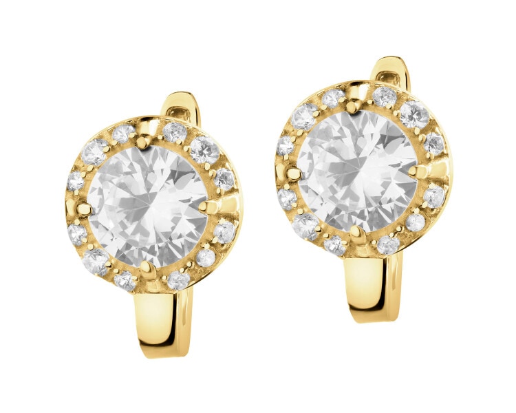 8 K Yellow Gold Earrings with Cubic Zirconia