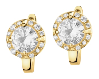 8 K Yellow Gold Earrings with Cubic Zirconia