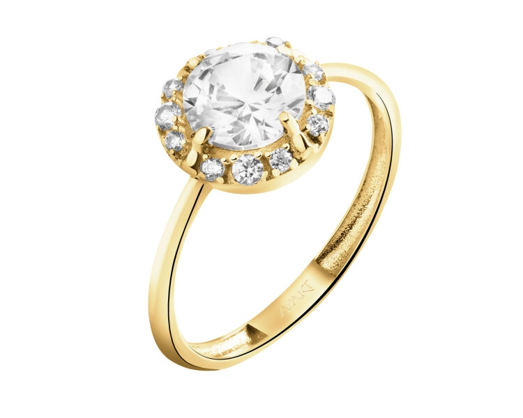 8 K Yellow Gold Ring with Cubic Zirconia