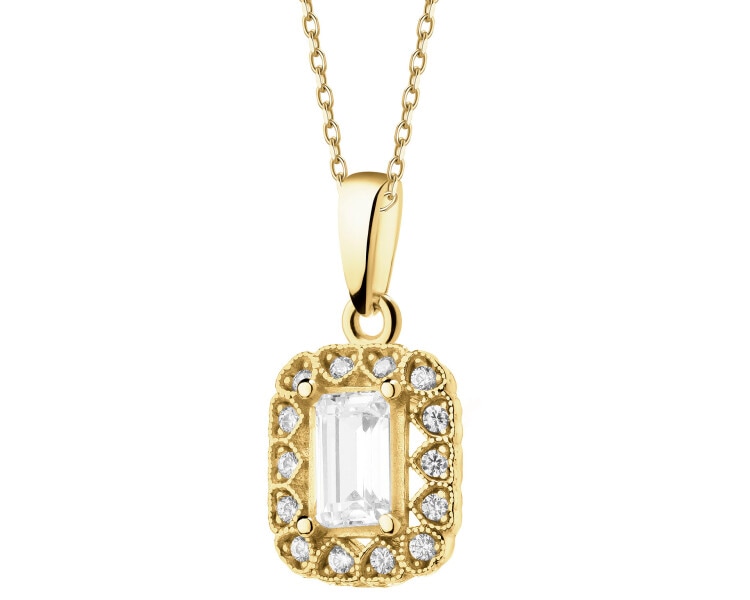 8 K Yellow Gold Pendant with Cubic Zirconia