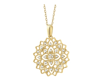 14 K Yellow Gold Pendant with Cubic Zirconia