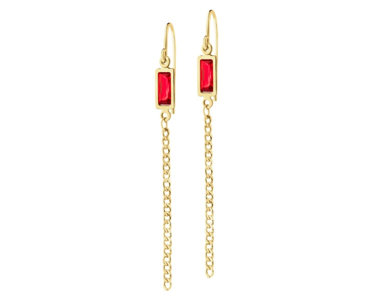 9 K Yellow Gold Dangling Earring with Cubic Zirconia