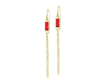 9 K Yellow Gold Dangling Earring with Cubic Zirconia