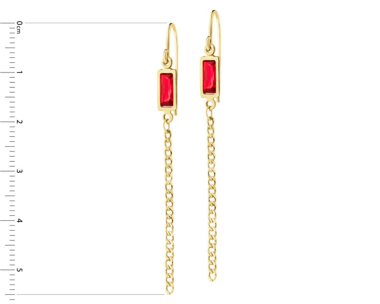 9 K Yellow Gold Dangling Earring with Cubic Zirconia