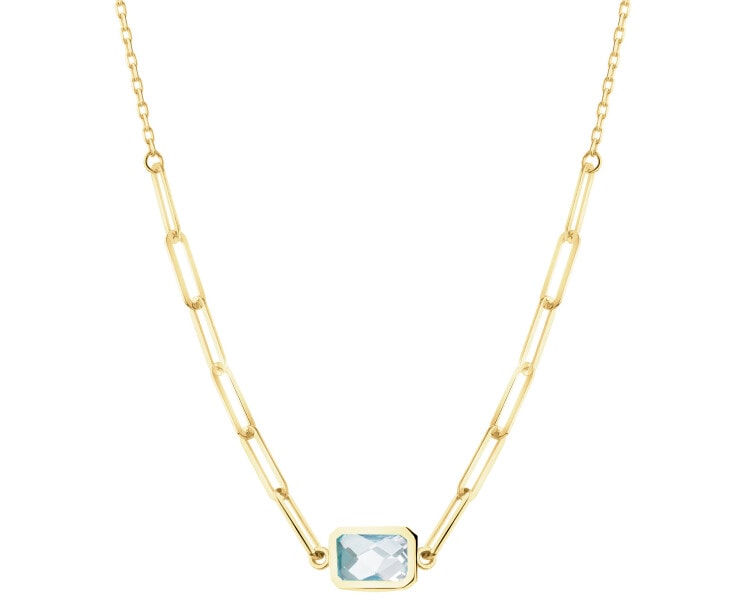 8 K Yellow Gold Necklace with Quartz