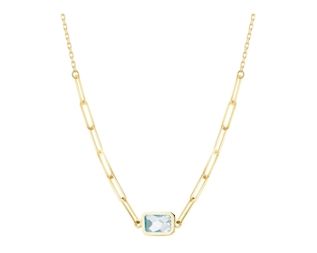 8 K Yellow Gold Necklace with Quartz