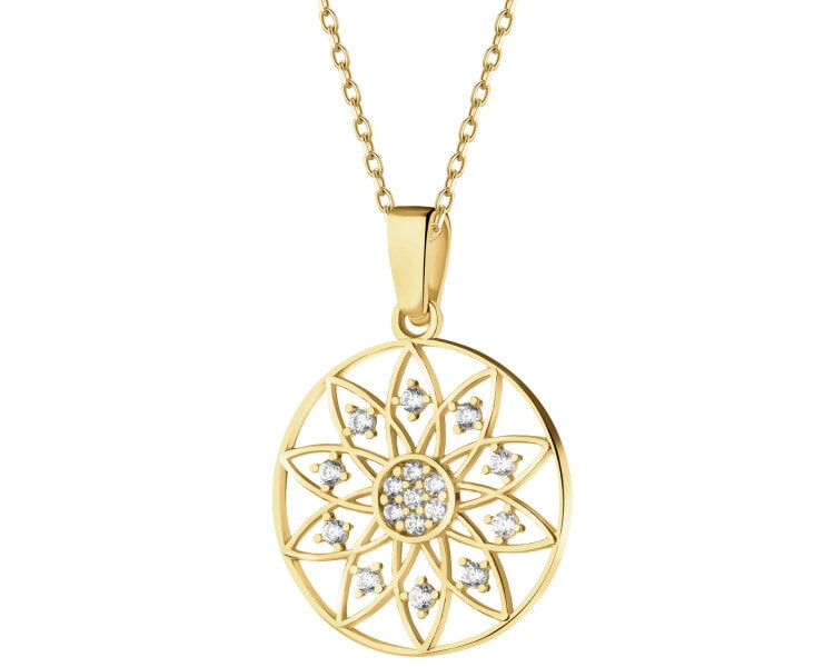 8 K Yellow Gold Pendant with Cubic Zirconia