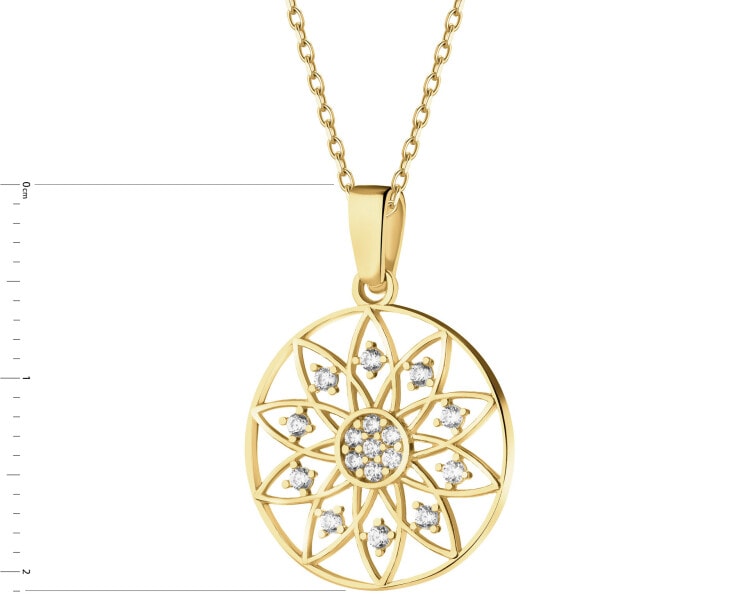 8 K Yellow Gold Pendant with Cubic Zirconia