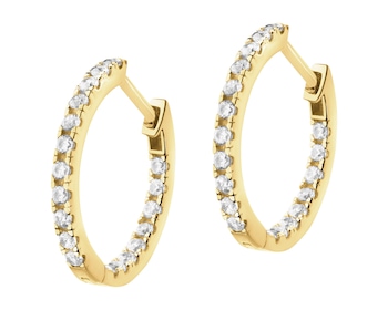 8 K Yellow Gold Hoop Earring with Cubic Zirconia