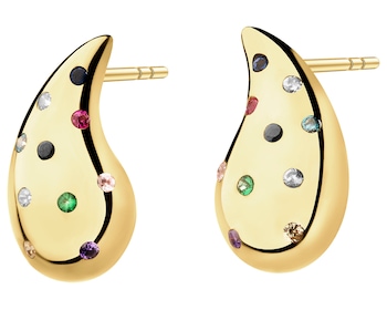 8 K Yellow Gold Earrings with Cubic Zirconia