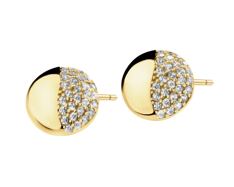 8 K Yellow Gold Earrings with Cubic Zirconia