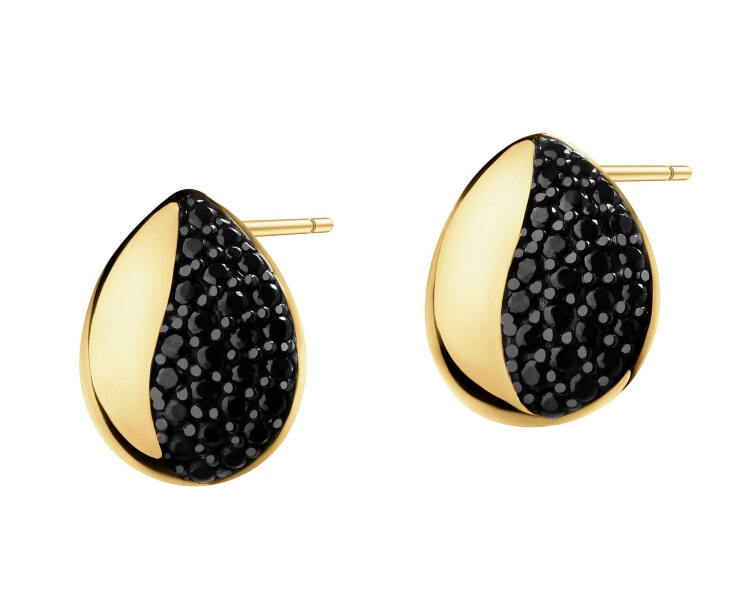 333 Yellow Gold/Black Rhodium Earrings with Cubic Zirconia