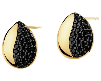 333 Yellow Gold/Black Rhodium Earrings with Cubic Zirconia