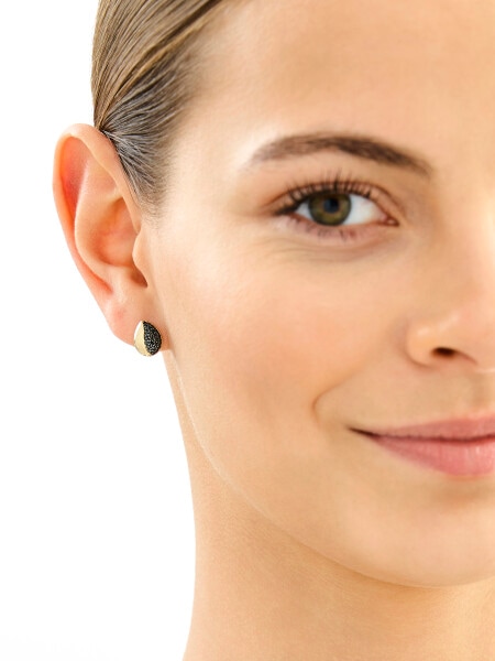 333 Yellow Gold/Black Rhodium Earrings with Cubic Zirconia