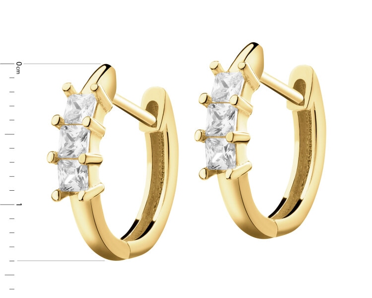 14 K Yellow Gold Hoop Earring with Cubic Zirconia