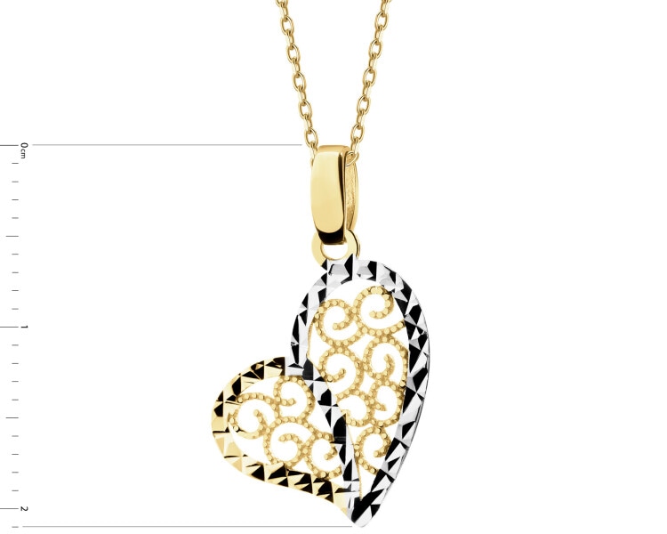 9 K Rhodium-Plated Yellow Gold Pendant 