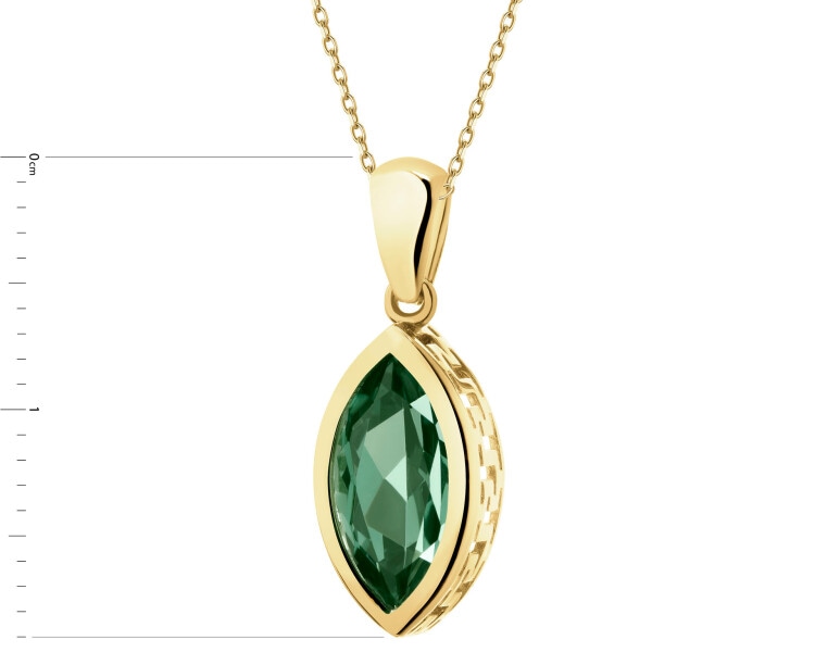 8 K Yellow Gold Pendant with Synthetic Corundum