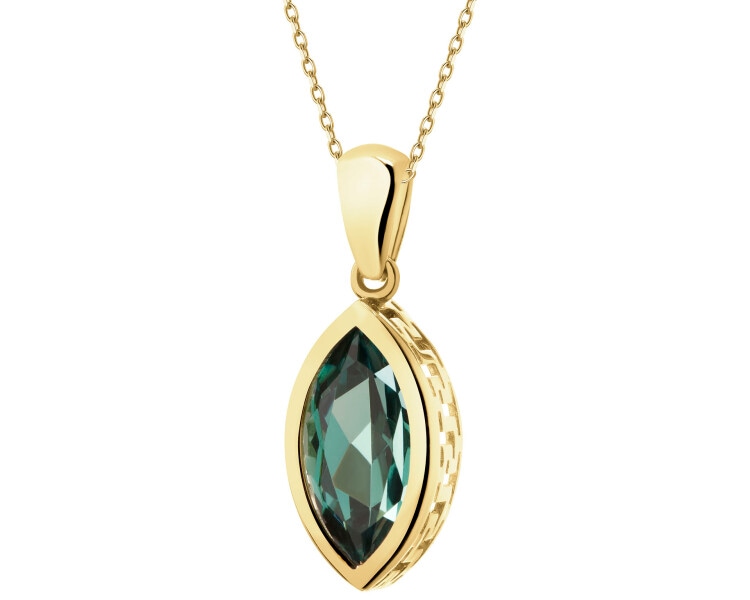 8 K Yellow Gold Pendant with Synthetic Corundum