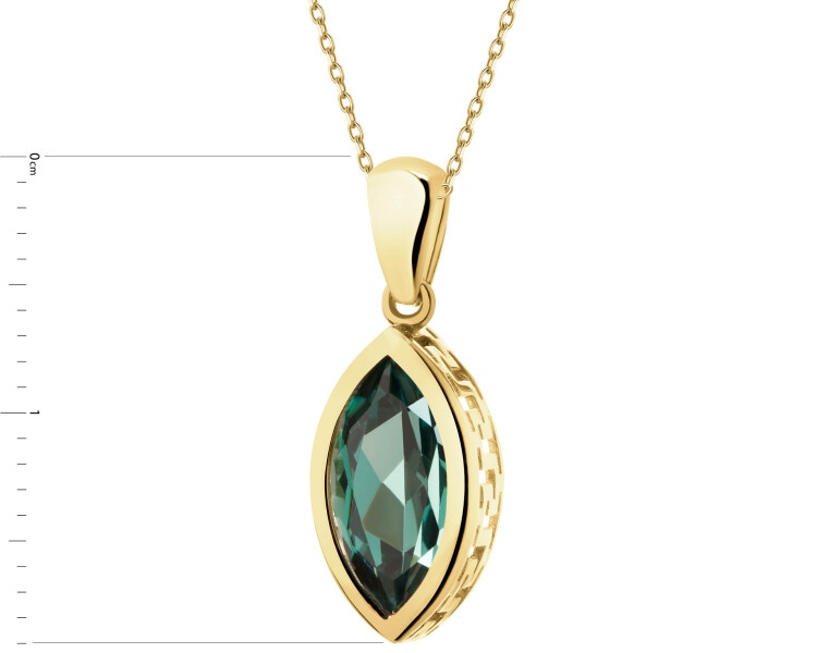 8 K Yellow Gold Pendant with Synthetic Corundum