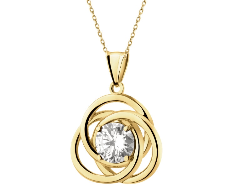 8 K Yellow Gold Pendant with Cubic Zirconia