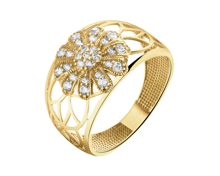 8 K Yellow Gold Ring with Cubic Zirconia