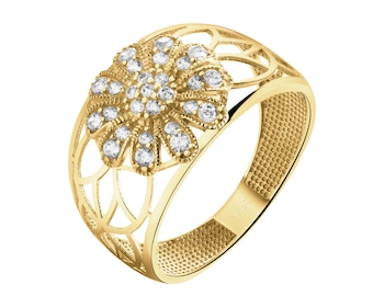 8 K Yellow Gold Ring with Cubic Zirconia