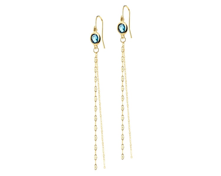 9 K Yellow Gold Dangling Earring with Cubic Zirconia