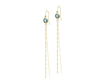 9 K Yellow Gold Dangling Earring with Cubic Zirconia