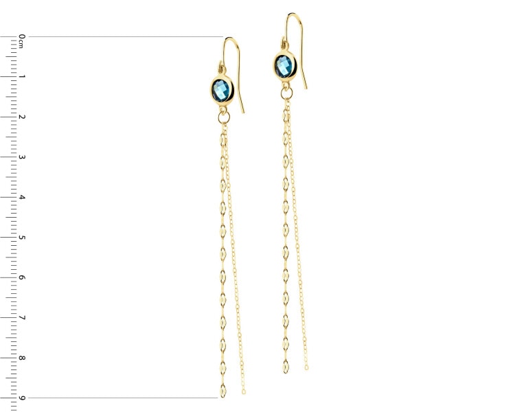 9 K Yellow Gold Dangling Earring with Cubic Zirconia