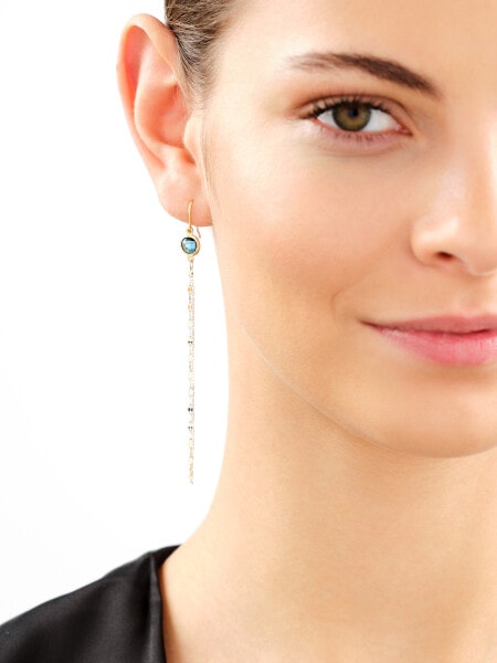 9 K Yellow Gold Dangling Earring with Cubic Zirconia