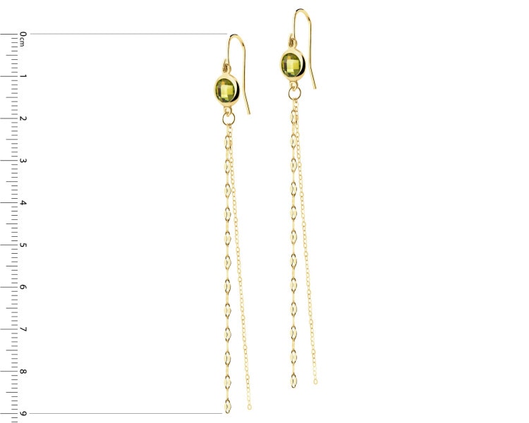 9 K Yellow Gold Dangling Earring with Cubic Zirconia