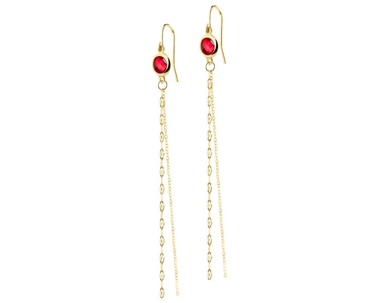 9 K Yellow Gold Dangling Earring with Cubic Zirconia