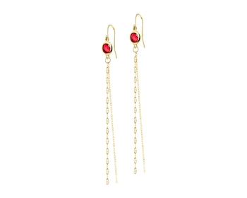 9 K Yellow Gold Dangling Earring with Cubic Zirconia