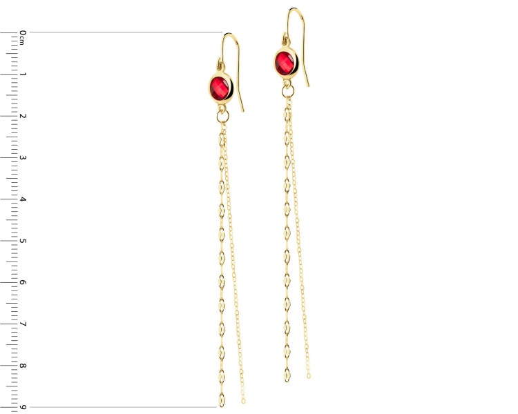 9 K Yellow Gold Dangling Earring with Cubic Zirconia